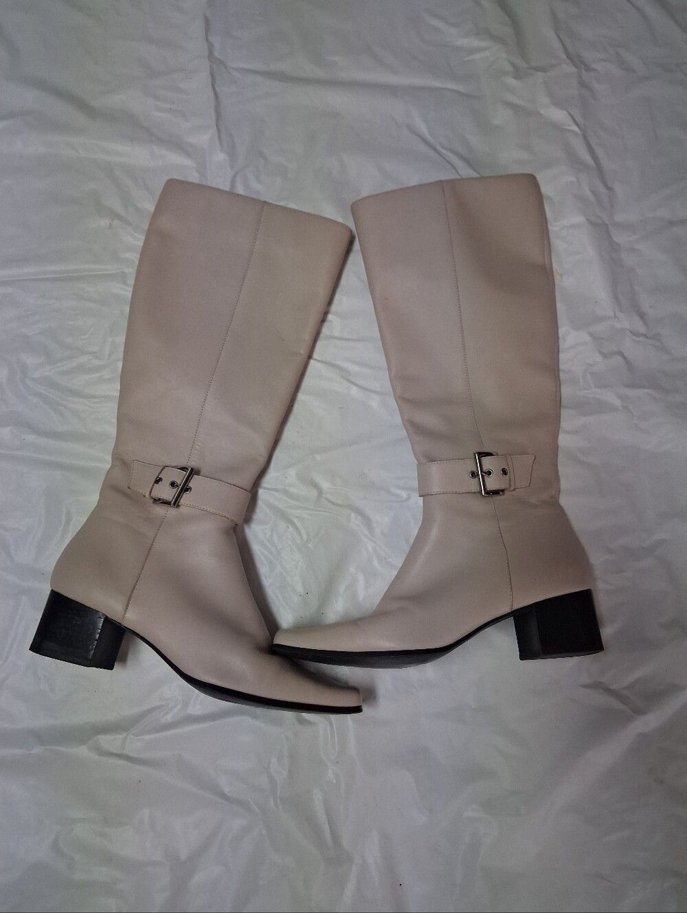Chadwicks Classic Women's Knee-High Buckle Boots in Light Beige Sz 8.5M